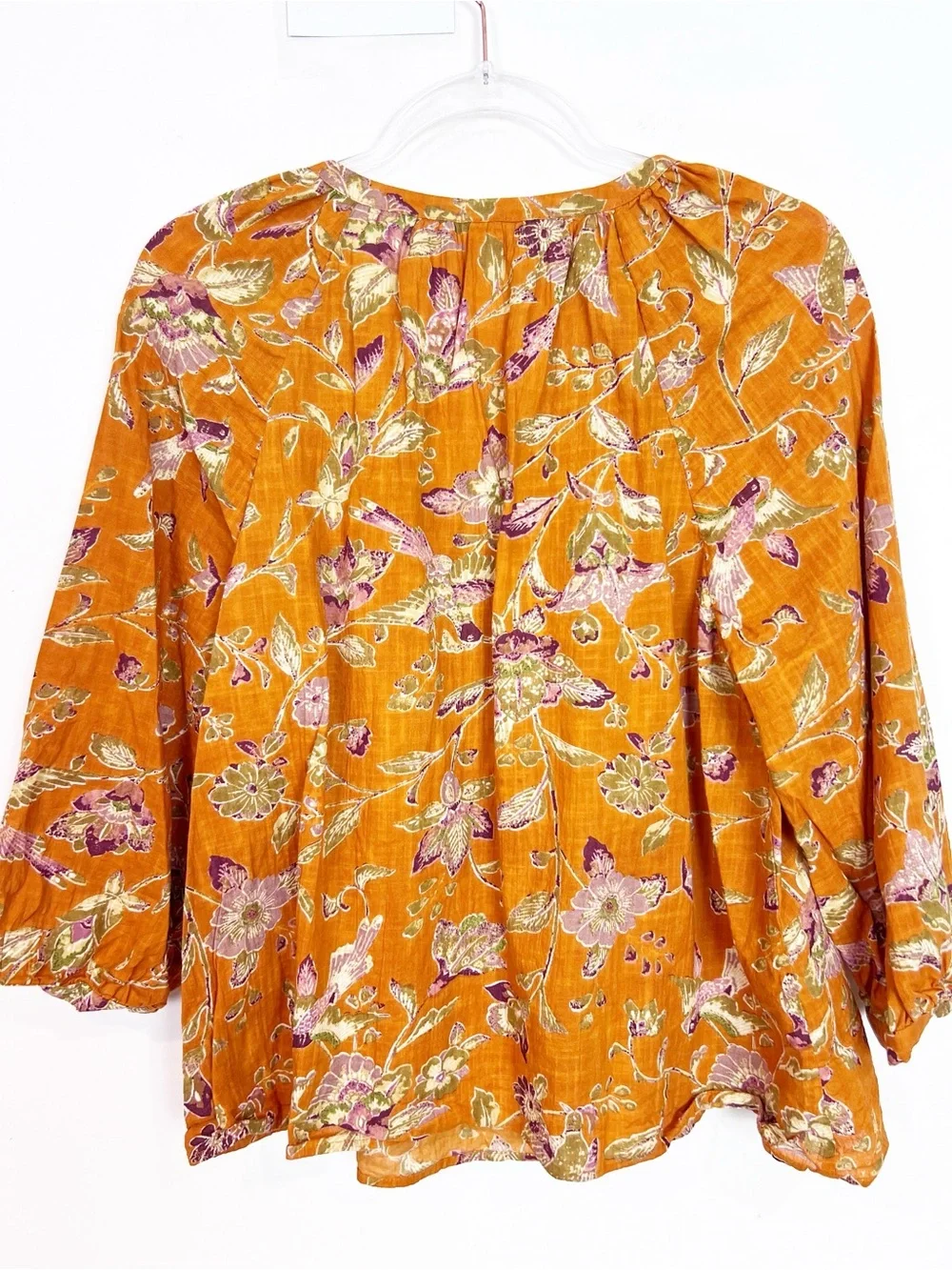 TOAST ORANGE 3/4 SLEEVE FLORAL
BOHO PEASANT BLOUSE WOMENS SMALL - Picture 4 of 4